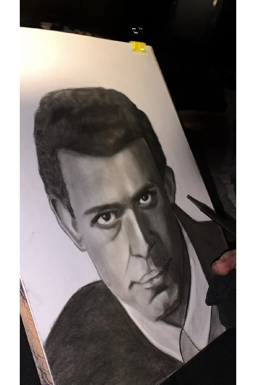 Character focused graphite drawing by Vanessa.