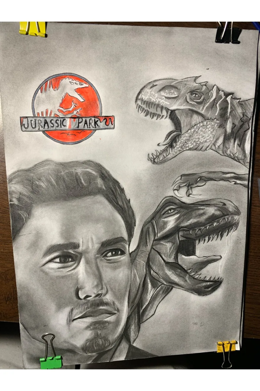 Cinematic graphite composition by Vanessa.