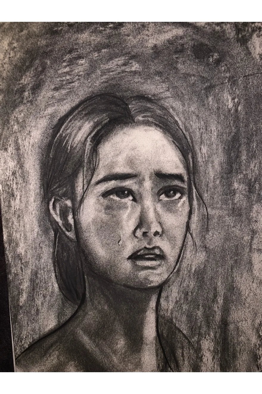 Work in progress graphite portrait by Vanessa.